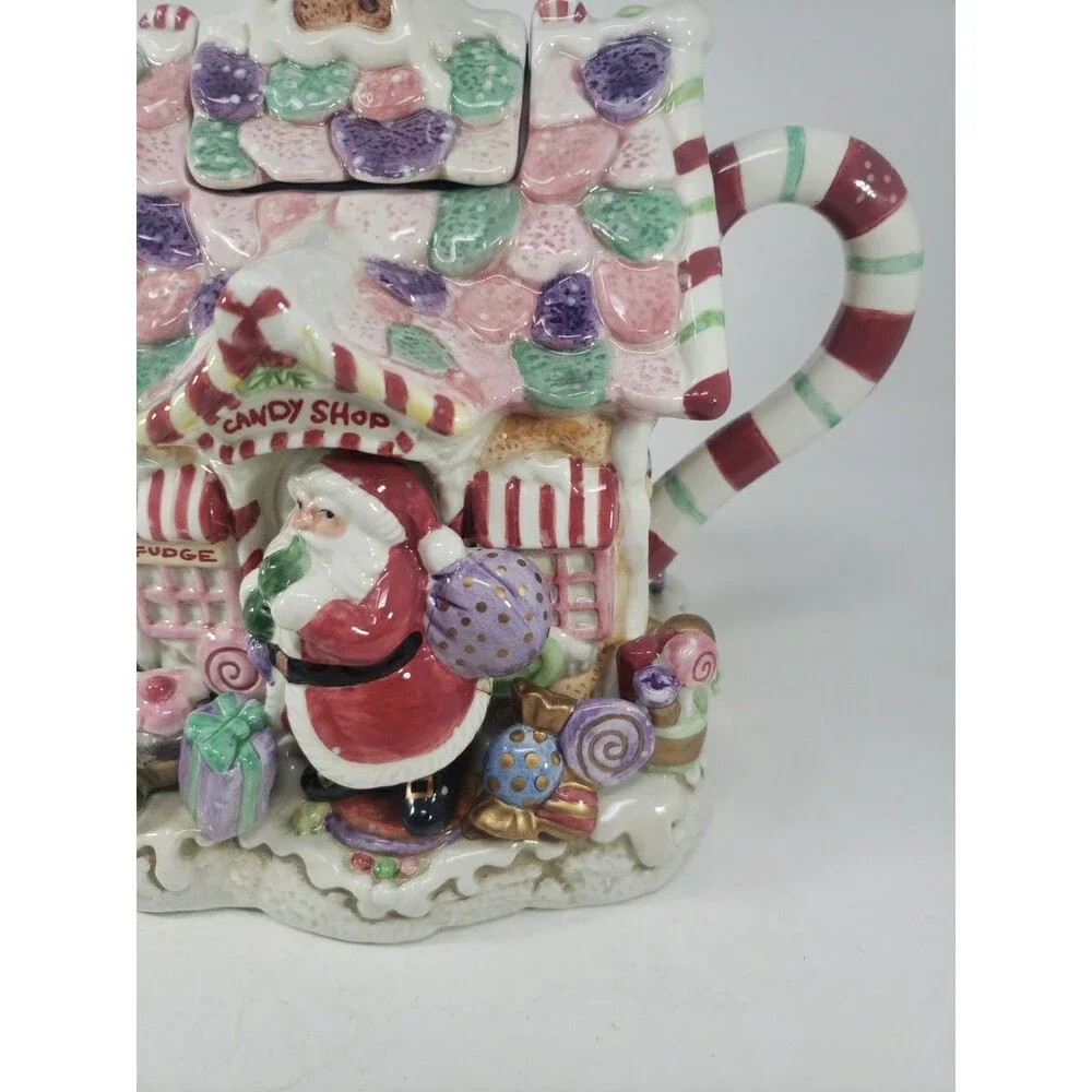 Fitz & Floyd Candy Lane Express Candy Shop Teapot Santa Claus Fudge Ceramic